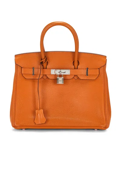 Pre-owned Hermes Taurillon Clemence Birkin 30 Handbag In Orange