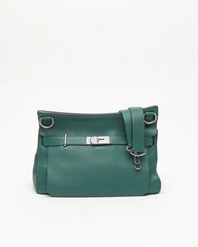Pre-owned Hermes Hermès Taurillon Clemence Jypsiere 34 Bag In Green