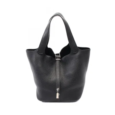 Pre-owned Hermes Taurillon Clemence Leather Handbag () In Black