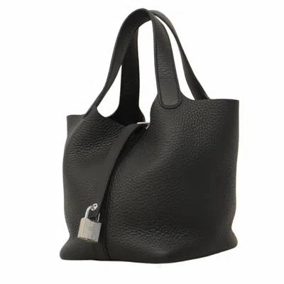 Pre-owned Hermes Taurillon Clemence Leather Handbag () In Black