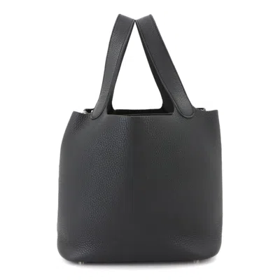 Pre-owned Hermes Taurillon Clemence Leather Handbag () In Black