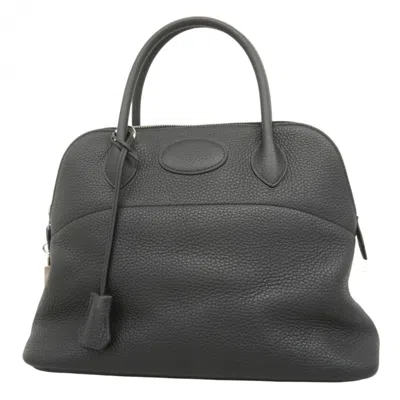 Pre-owned Hermes Taurillon Clemence Leather Handbag () In Black