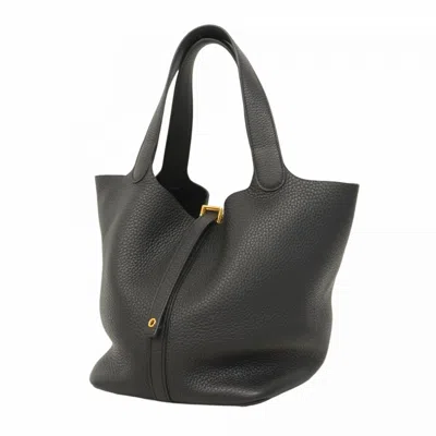 Pre-owned Hermes Taurillon Clemence Leather Handbag () In Black