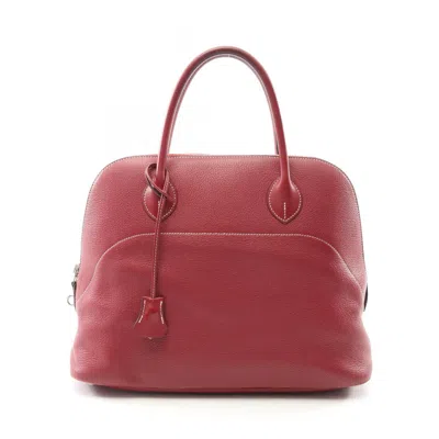 Pre-owned Hermes Taurillon Clemence Leather Handbag () In Blue