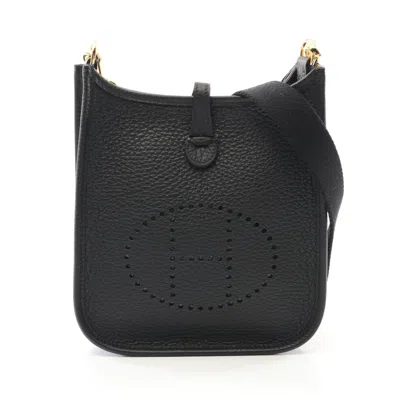 Pre-owned Hermes Taurillon Clemence Leather Shoulder Bag () In Black