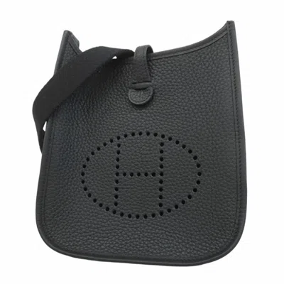 Pre-owned Hermes Taurillon Clemence Leather Shoulder Bag () In Black
