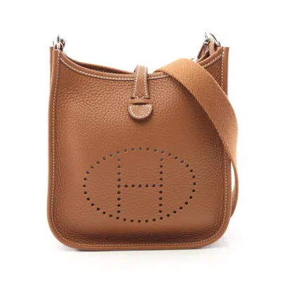 Pre-owned Hermes Taurillon Clemence Leather Shoulder Bag () In Brown