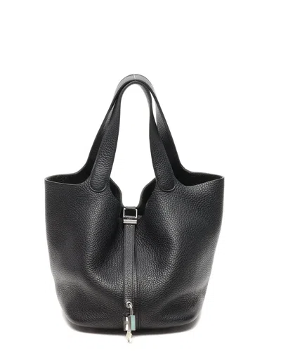 Pre-owned Hermes Hermès Taurillon Clemence Picotin 22 Noir Bag In Black