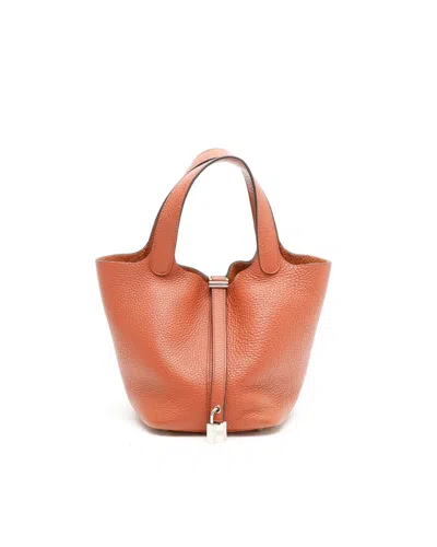 Pre-owned Hermes Hermès Taurillon Clemence Picotin Lock 18 Pm Bag In Orange