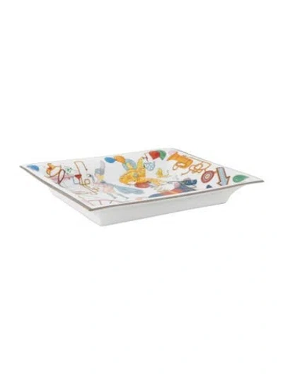Pre-owned Hermes Tea For Two Change Tray In White