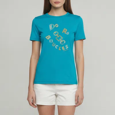 Pre-owned Hermes Hermès Teal Do Re Boucles Graphic Jersey T-shirt S In Blue