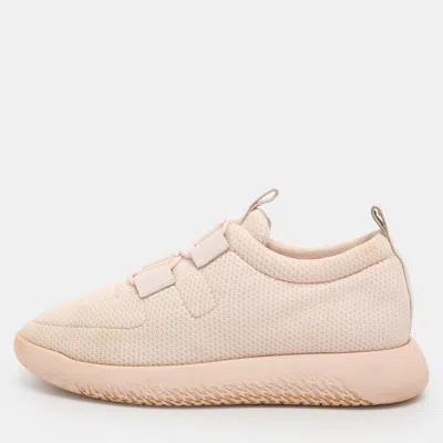 Pre-owned Hermes Team Size 38 Light Pink Mesh And Leather Sneakers