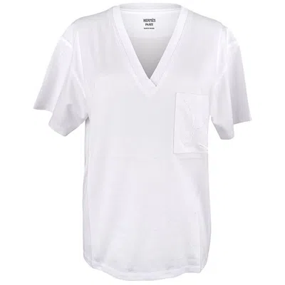 Pre-owned Hermes Tee Embroidered Pocket Straight T-shirt White 40 New W/tag