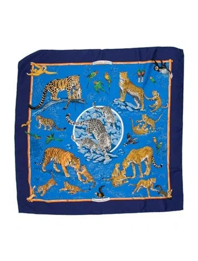 Pre-owned Hermes Tendresse Silk Scarf In Blue