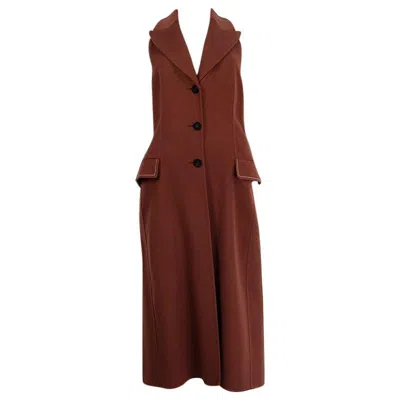Pre-owned Hermes Terra Cotta Brown Cashmere Long Vest Jacket 38 S