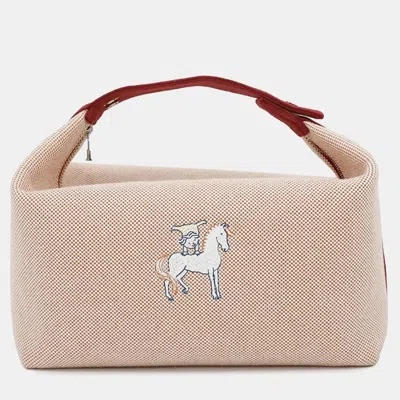 Pre-owned Hermes Terracotta Toile H Bride-a-brac Gm