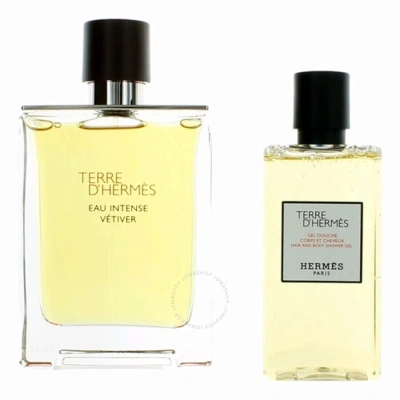 Hermes Terre D' Eau Intense Vetiver 3.4 oz Edp Spray+ 2.8 Gel Men's Set In N/a