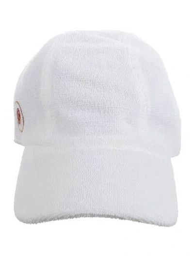 Pre-owned Hermes Terry Cloth Davis Cap In White