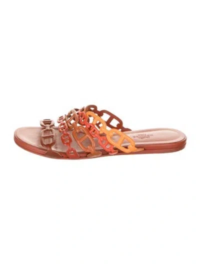 Pre-owned Hermes Thalassa Chaîne D'ancre Insignia Slides In Red