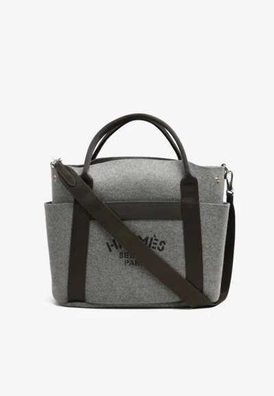 Hermes The Grooming Bag In Acier Felt With Palladium Hardware In Gray