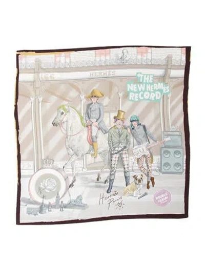 Pre-owned Hermes The New Hermès Record Silk Scarf In Neutral