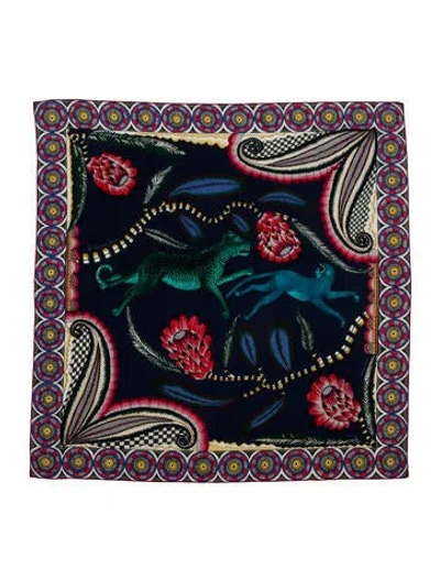 Pre-owned Hermes The Savana Dance Cashmere Shawl In Blue