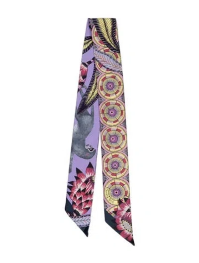 Pre-owned Hermes The Savana Dance Silk Twilly Scarf In Purple