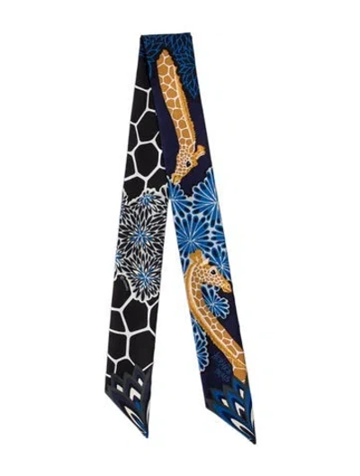 Pre-owned Hermes The Three Graces Silk Twilly Scarf In Blue