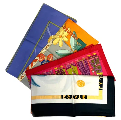 Pre-owned Hermes Three  Cotton Scarves In Sand