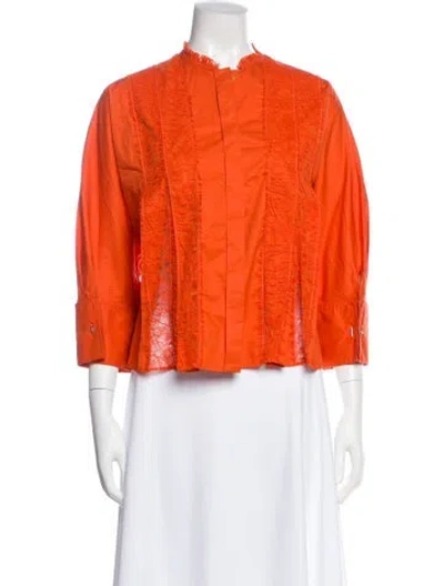 Pre-owned Hermes Three-quarter Sleeve Blouse In Orange