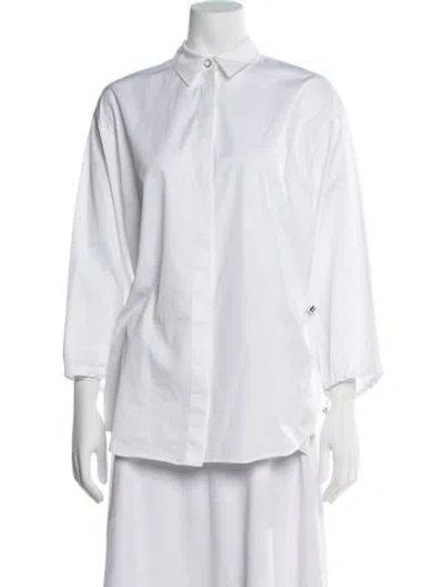 Pre-owned Hermes Three-quarter Sleeve Blouse In White