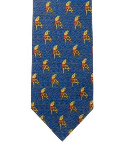 Pre-owned Hermes Tie In Blue