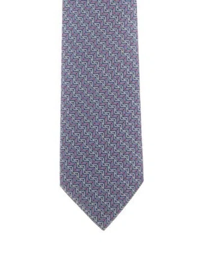 Pre-owned Hermes Tie In Blue