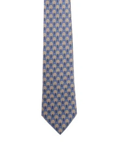 Pre-owned Hermes Tie In Blue