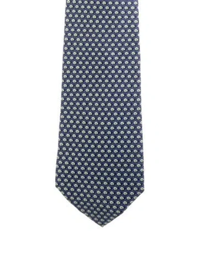 Pre-owned Hermes Tie In Blue