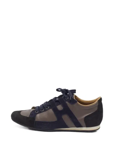 Pre-owned Hermes Tie Break Panelled Sneakers In Brown