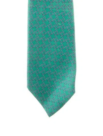 Pre-owned Hermes Tie In Green
