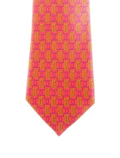 Pre-owned Hermes Tie In Orange