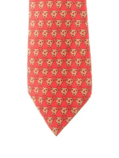 Pre-owned Hermes Tie In Orange