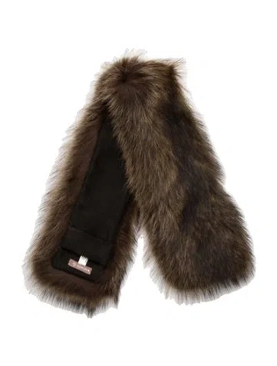 Pre-owned Hermes Tie Tippet Fur Scarf In Brown