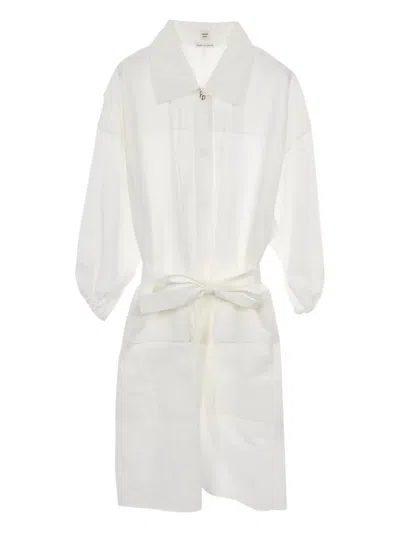 Pre-owned Hermes Tie-waist Shirt Dress In White