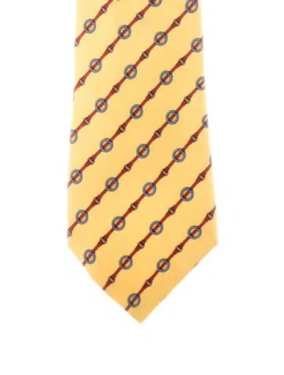 Pre-owned Hermes Tie In Yellow
