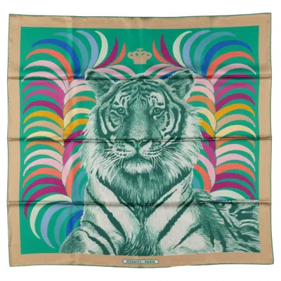 Pre-owned Hermes Hermès "tigre Royal" Double Face Scarf In Gray