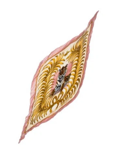 Pre-owned Hermes Tigre Royal Silk Plissé Scarf In Pink