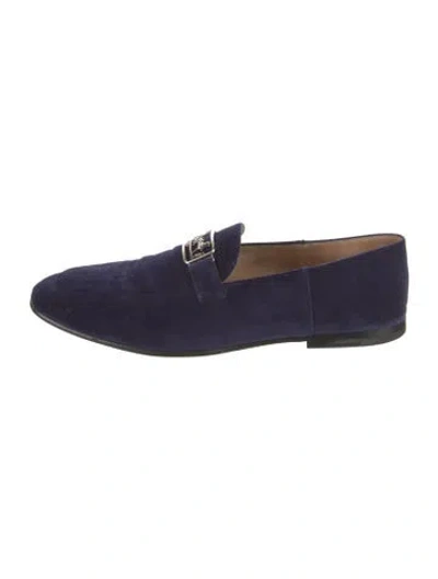 Pre-owned Hermes Time Velvet Loafers In Blue