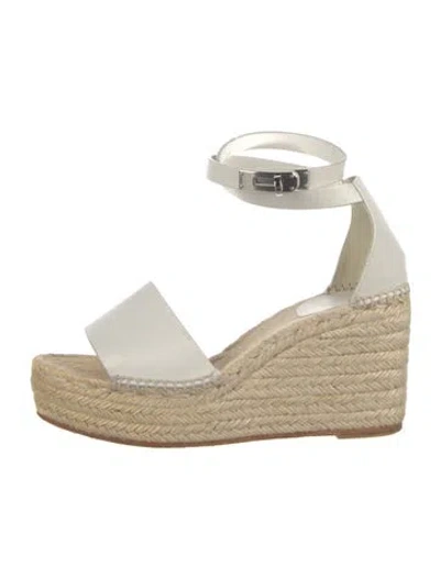 Pre-owned Hermes Tipoli Calfskin Espadrilles In White