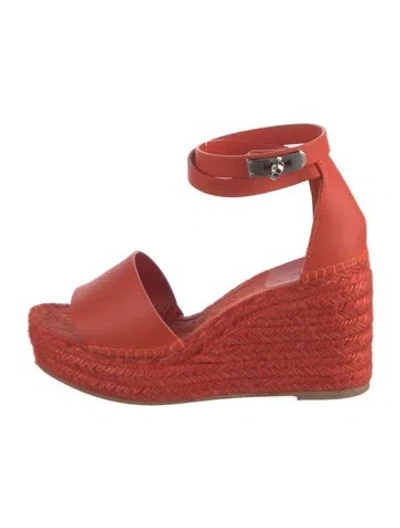 Pre-owned Hermes Tipoli Leather Espadrilles In Orange