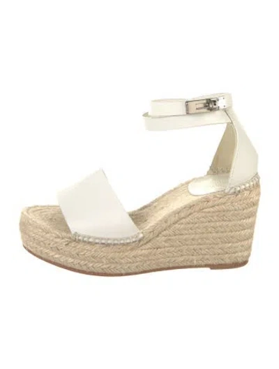 Pre-owned Hermes Tipoli Leather Espadrilles In White
