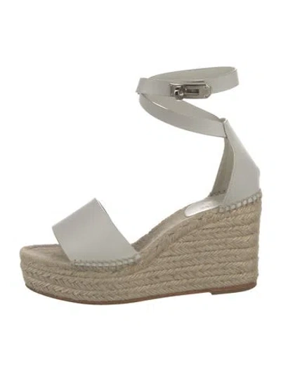 Pre-owned Hermes Tipoli Leather Espadrilles In White