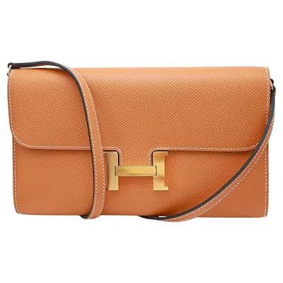 Pre-owned Hermes Hermès Toffee Epsom Constance-to-go Gold Hardware Wallet Crossbody Bag